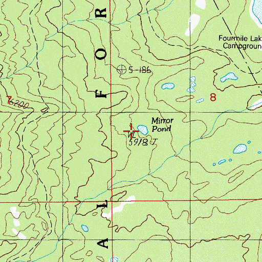 Topographic Map of Mirror Pond, OR