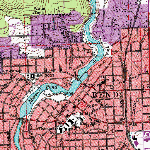 Topographic Map of Mirror Pond, OR