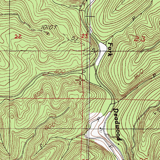 Topographic Map of Misery Creek, OR