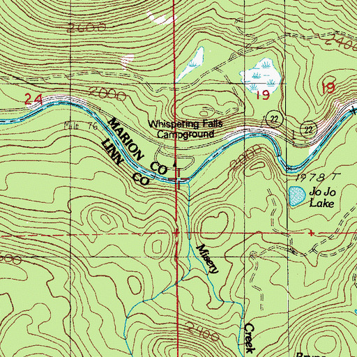 Topographic Map of Misery Creek, OR