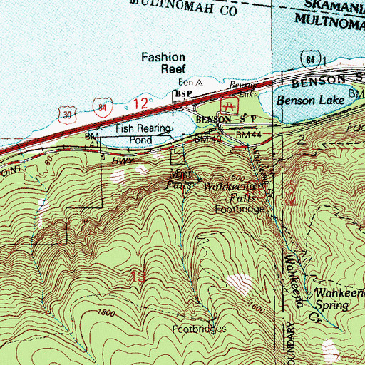 Topographic Map of Mist Falls, OR