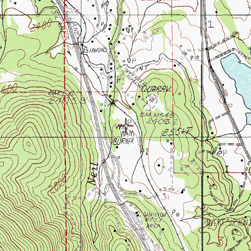 Topographic Map of Mistletoe (historical), OR