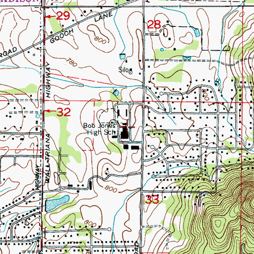 Topographic Map of Bob Jones High School, AL