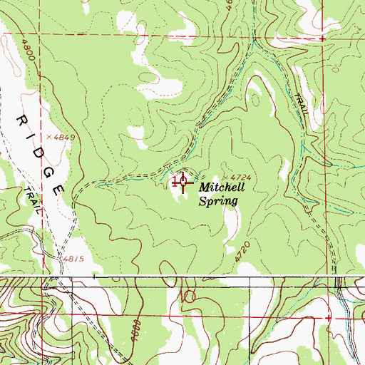 Topographic Map of Mitchell Spring, OR