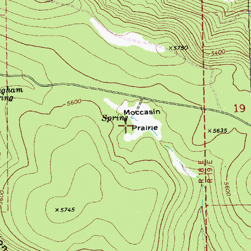Topographic Map of Moccasin Prairie, OR