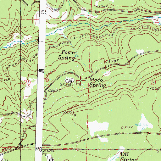 Topographic Map of Moco Spring, OR