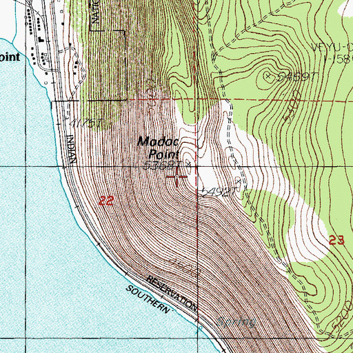 Topographic Map of Modoc Point, OR