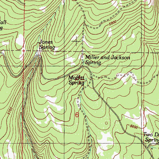 Topographic Map of Moffitt Spring, OR