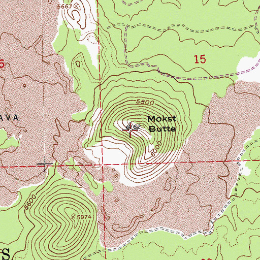 Topographic Map of Mokst Butte, OR
