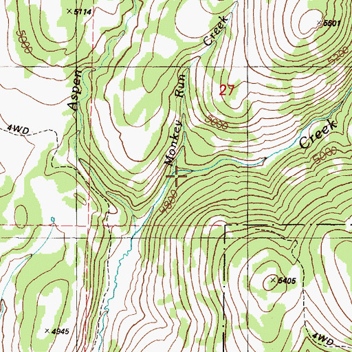 Topographic Map of Monkey Run, OR