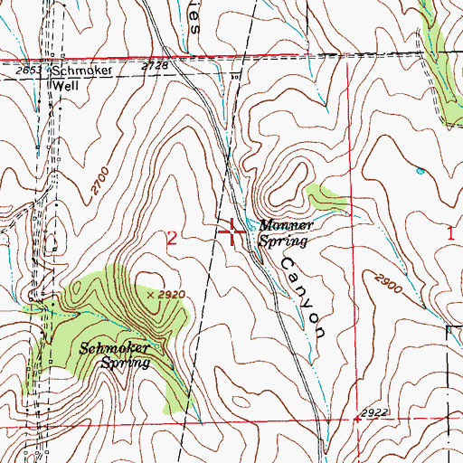 Topographic Map of Monner Spring, OR