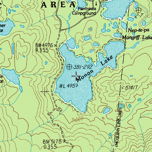 Topographic Map of Monon Lake, OR