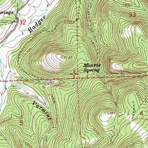 Topographic Map of Monroe Spring, OR