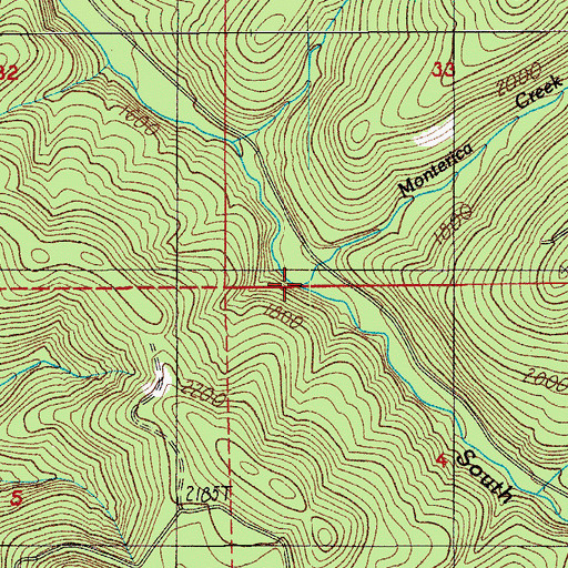 Topographic Map of Monterica Creek, OR