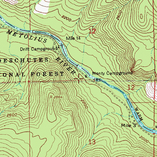 Topographic Map of Monty Recreation Site, OR
