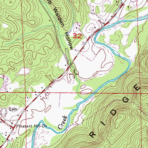 Topographic Map of Bob Walden Hollow, AL