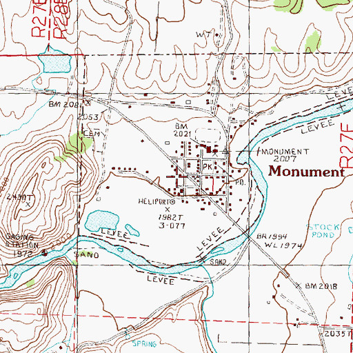 Topographic Map of Monument, OR