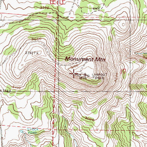 Topographic Map of Monument Mountain, OR