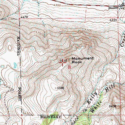 Topographic Map of Monument Rock, OR
