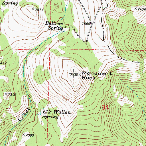 Topographic Map of Monument Rock, OR