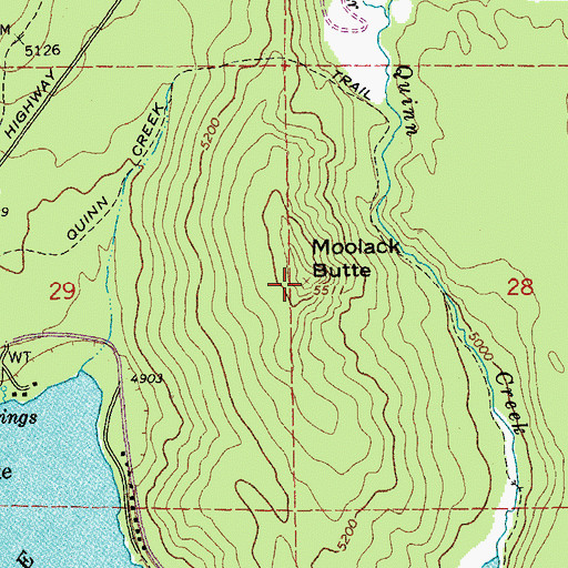 Topographic Map of Moolack Butte, OR