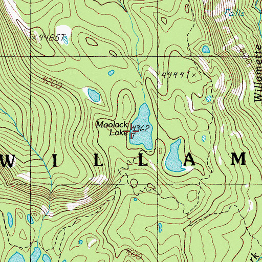 Topographic Map of Moolack Lake, OR