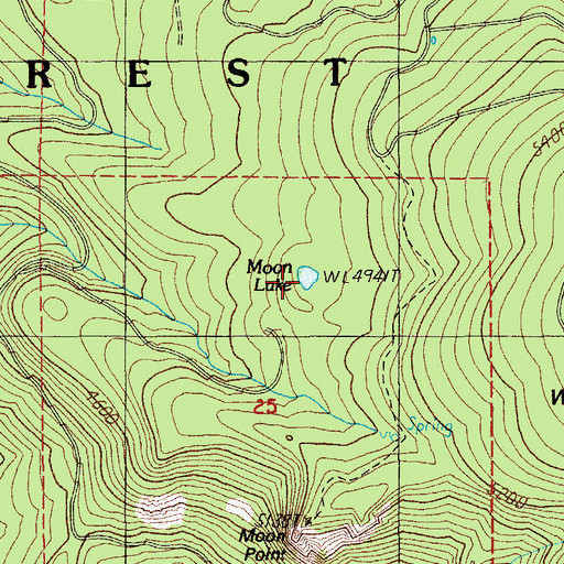 Topographic Map of Moon Lake, OR