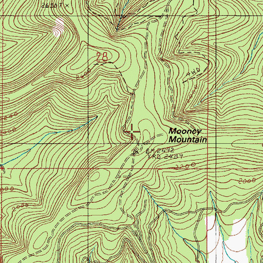 Topographic Map of Mooney Mountain, OR