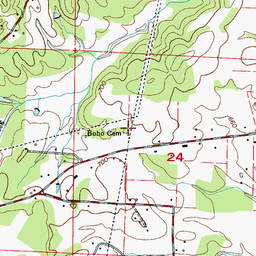 Topographic Map of Bobo Cemetery, AL