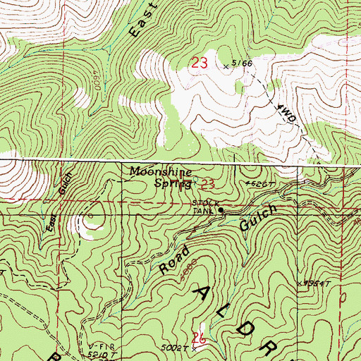 Topographic Map of Moonshine Spring, OR