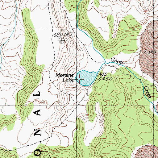 Topographic Map of Moraine Lake, OR