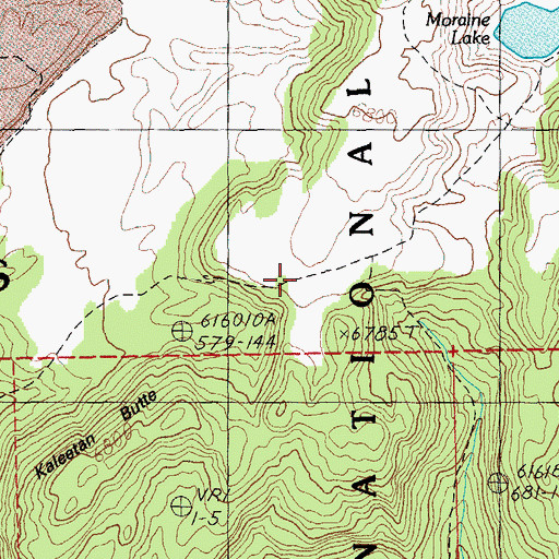 Topographic Map of Moraine Lake Trail, OR