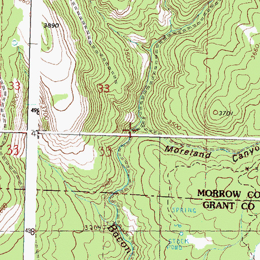 Topographic Map of Moreland Canyon, OR