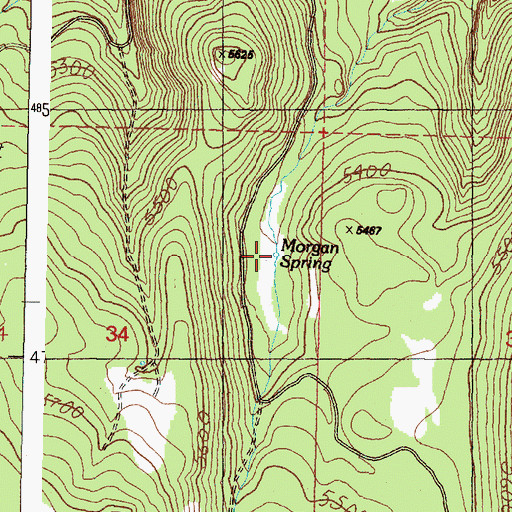 Topographic Map of Morgan Spring, OR