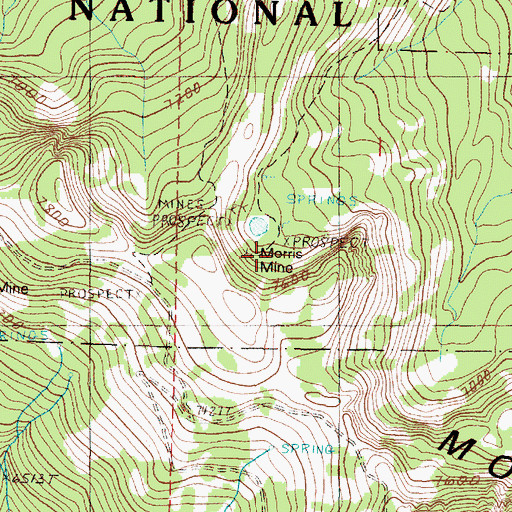 Topographic Map of Morris Mine, OR