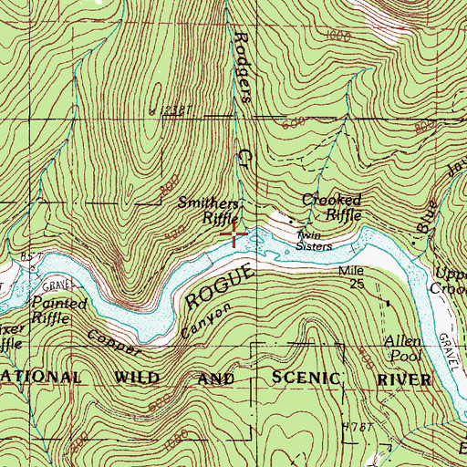 Topographic Map of Morris Rodgers Creek, OR