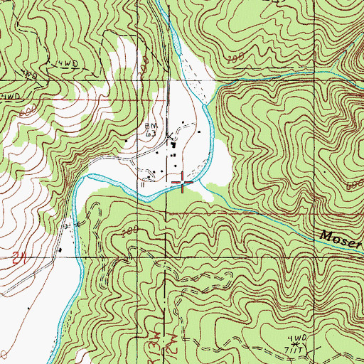 Topographic Map of Moser Creek, OR