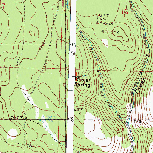 Topographic Map of Mosier Spring, OR