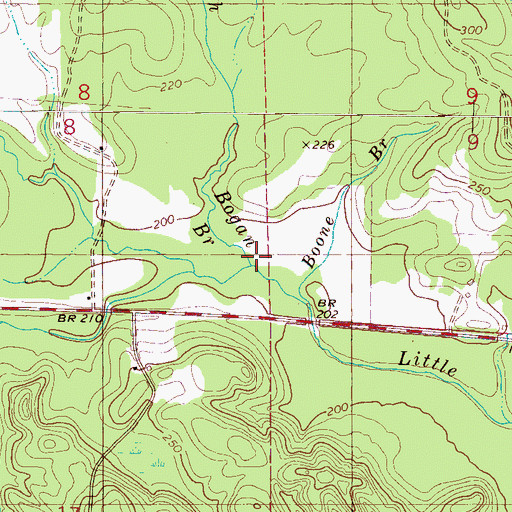 Topographic Map of Bogan Branch, AL