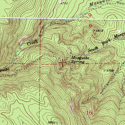 Topographic Map of Mosquito Spring, OR