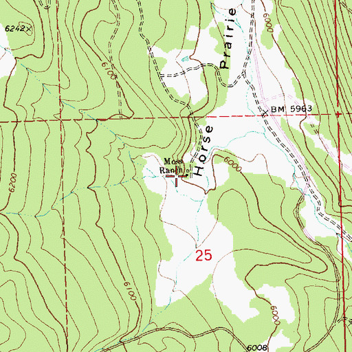 Topographic Map of Moss Ranch, OR