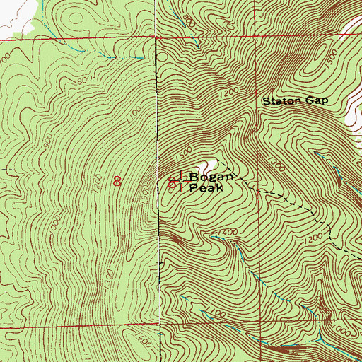 Topographic Map of Bogan Peak, AL