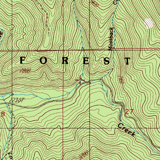 Topographic Map of Mossback Creek, OR