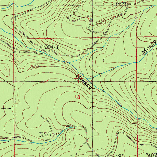 Topographic Map of Mossy Creek, OR
