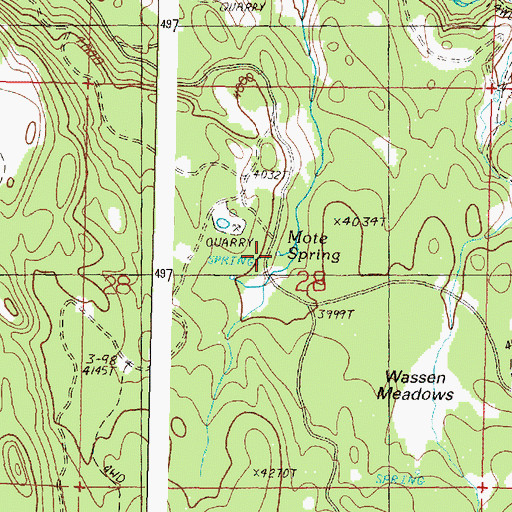 Topographic Map of Mote Spring, OR