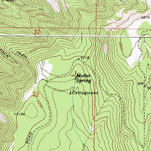 Topographic Map of Mottet Spring, OR