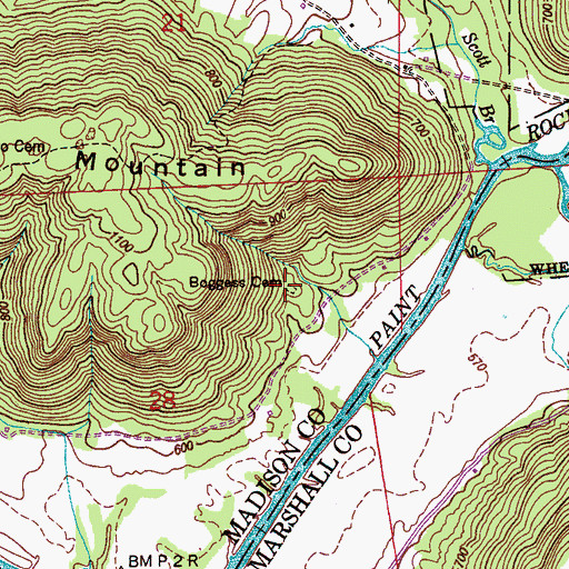 Topographic Map of Boggess Cemetery, AL