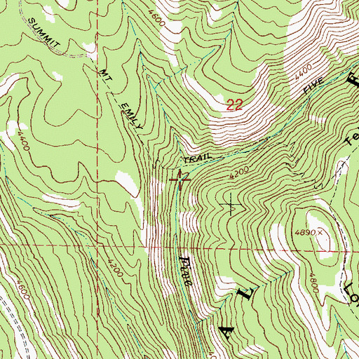 Topographic Map of Mount Emily Creek, OR