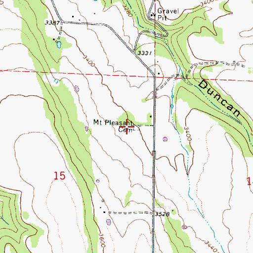 Topographic Map of Mount Pleasant Cemetery, OR