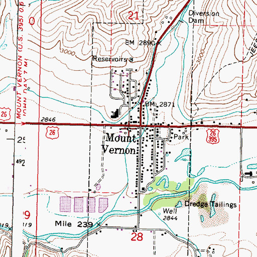 Topographic Map of Mount Vernon, OR